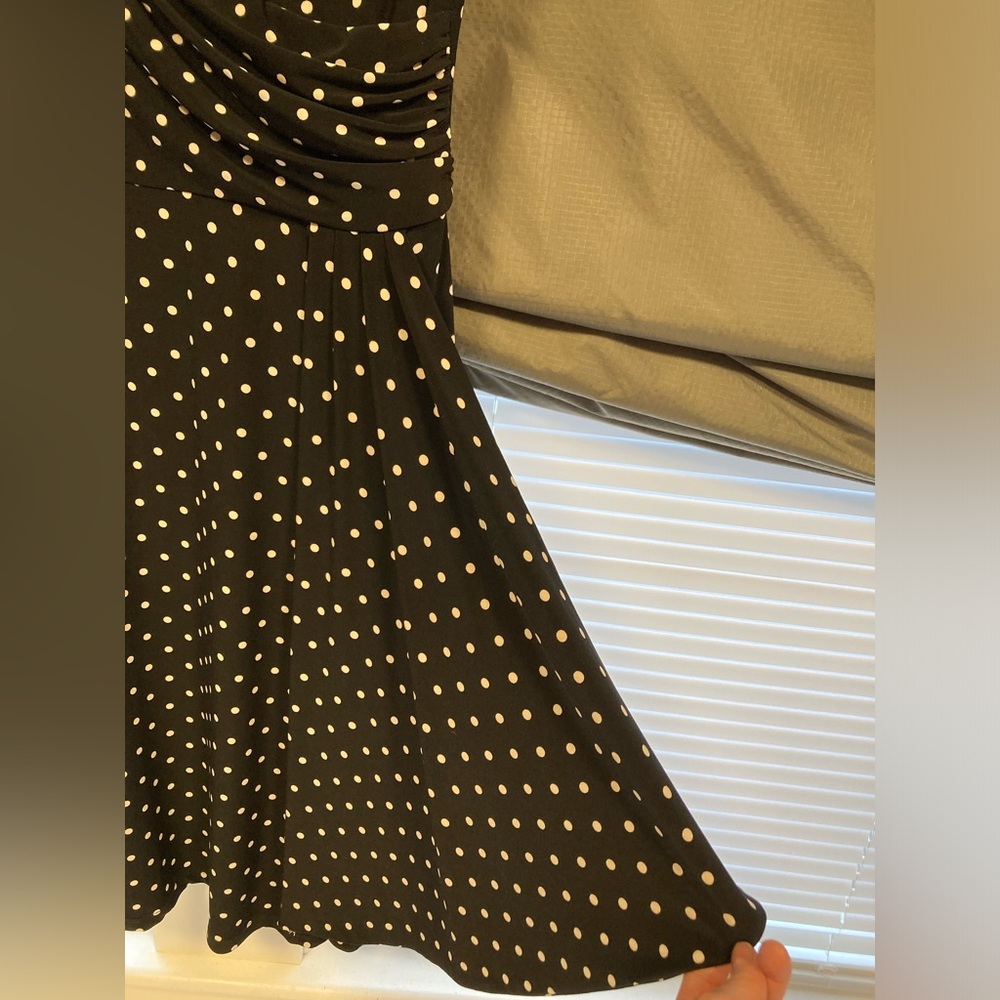 Ralph Lauren Black and White Faux Wrap Polka Dot A-Line Dress - Size 10 - Picture 11 of 11